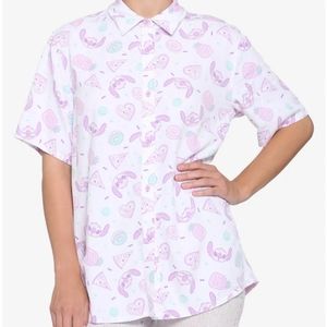 Lilo and Stitch Disney button up with snacks NWOT